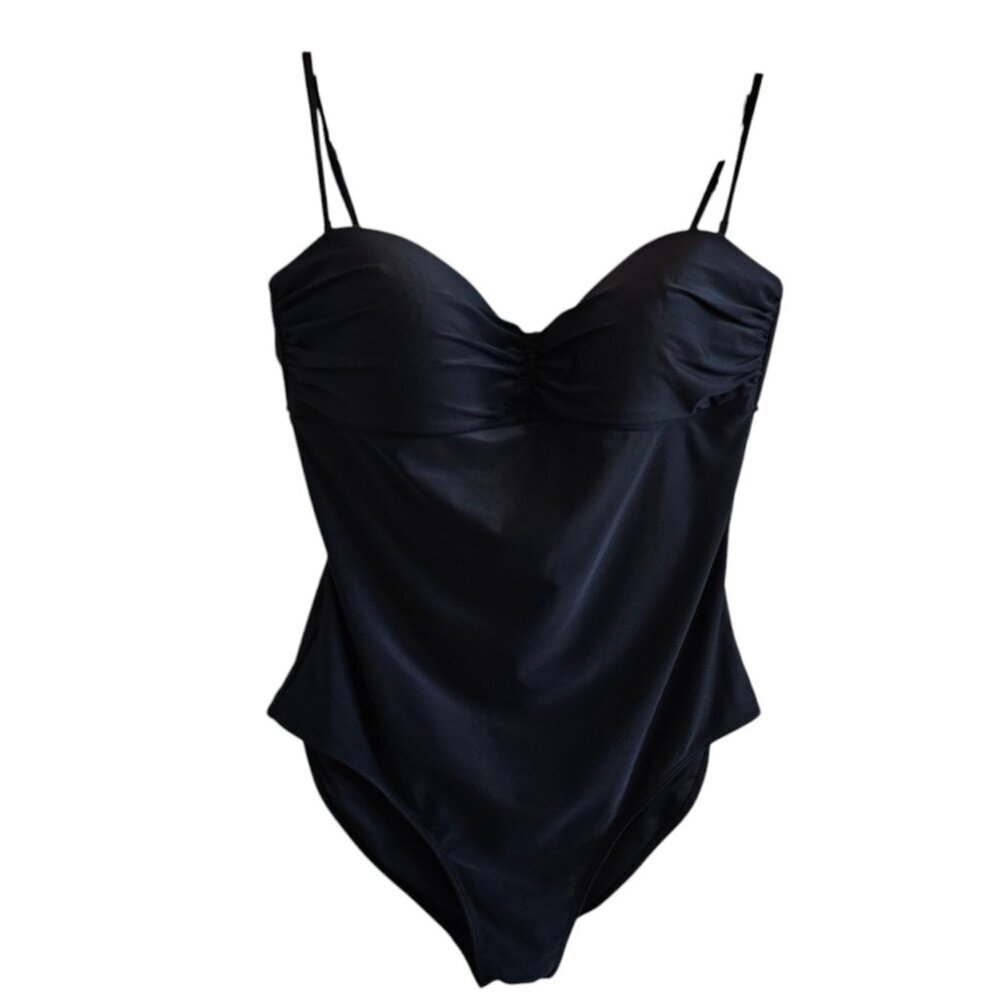 Old Navy Black Cinch Front Adjustable Straps Soft Cup One Piece Swimsuit XXL